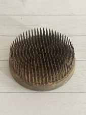 Vintage Round Heavy Metal Spike Flower Floral Frog 3 Inch Round Rustic Decor