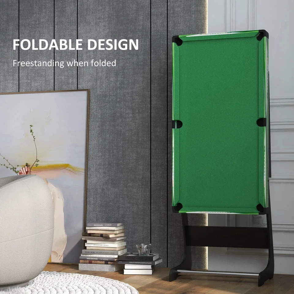 Indoor Mini Pool Table Set With 2 Cues Foldable Space Saving Billard Tables  - Image 4 of 4
