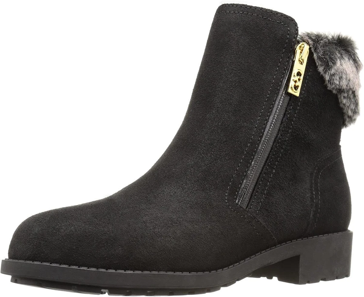 Cole Haan Quinney Womens 6.5 Black Waterproof Suede Fur Winter Snow Ankle Bootie