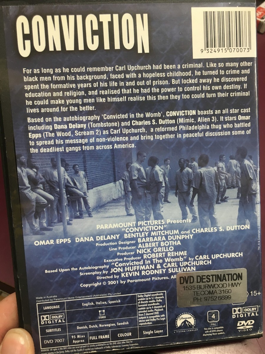 Conviction ex-rental region 4 DVD (2002 Omar Epps true story