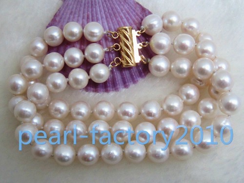 AAA new 7.5-8" 8-9 MM white PEARL BRACELET 14k clasp - Picture 2 of 2
