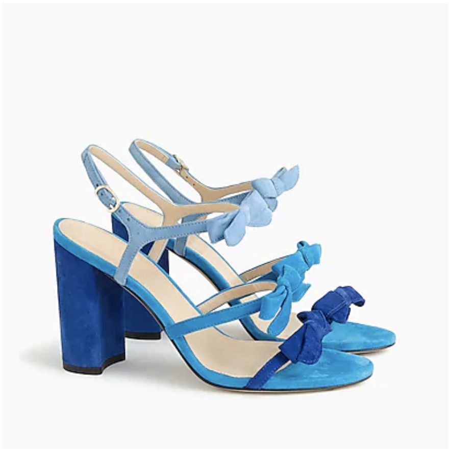 $248 J.Crew Stella bow heels (100mm)-H5568-suede-blue-size 5, 5,5-NEW! |  eBay