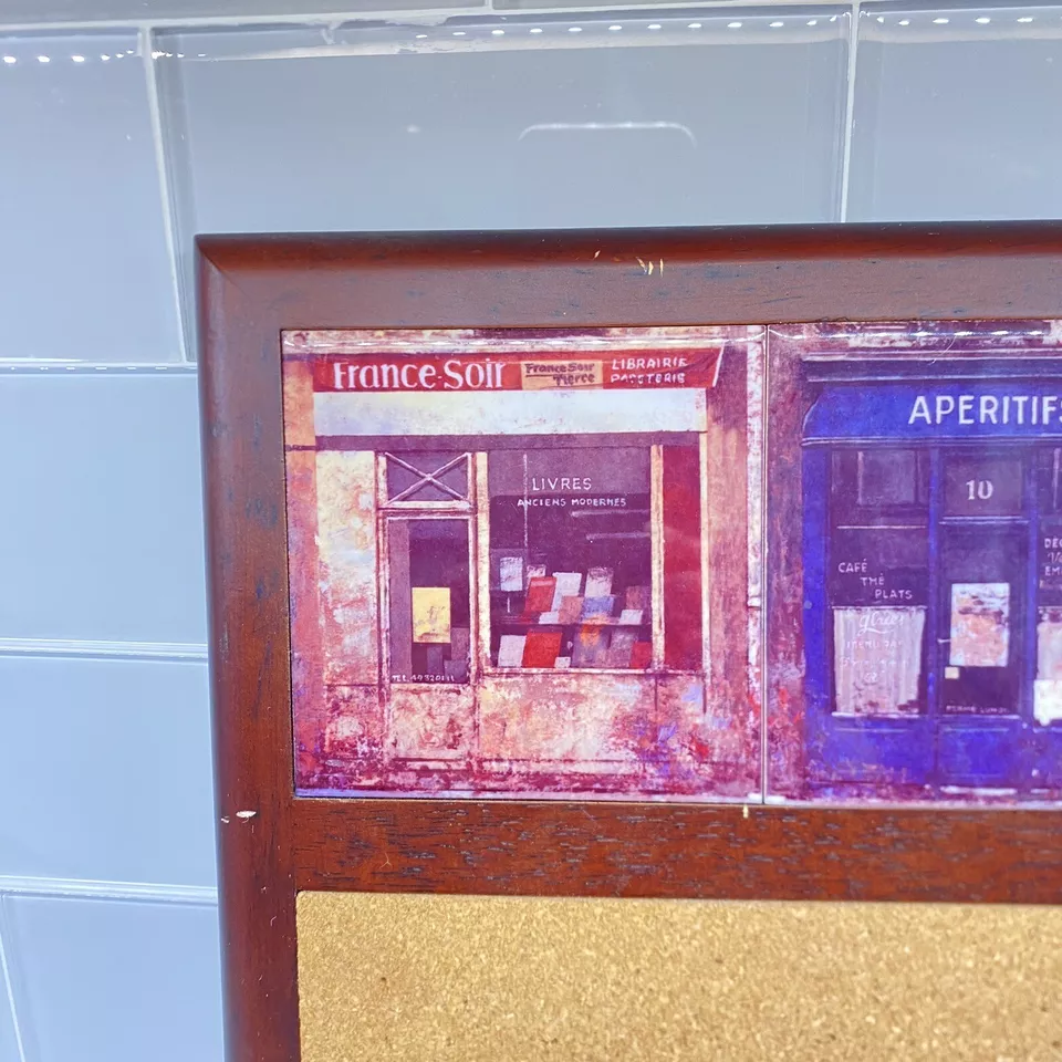 Wood Frame Bulletin Board, Cork Board w/ Ceramic Tiles & Pins Restaurant Planner - Image 4 of 4