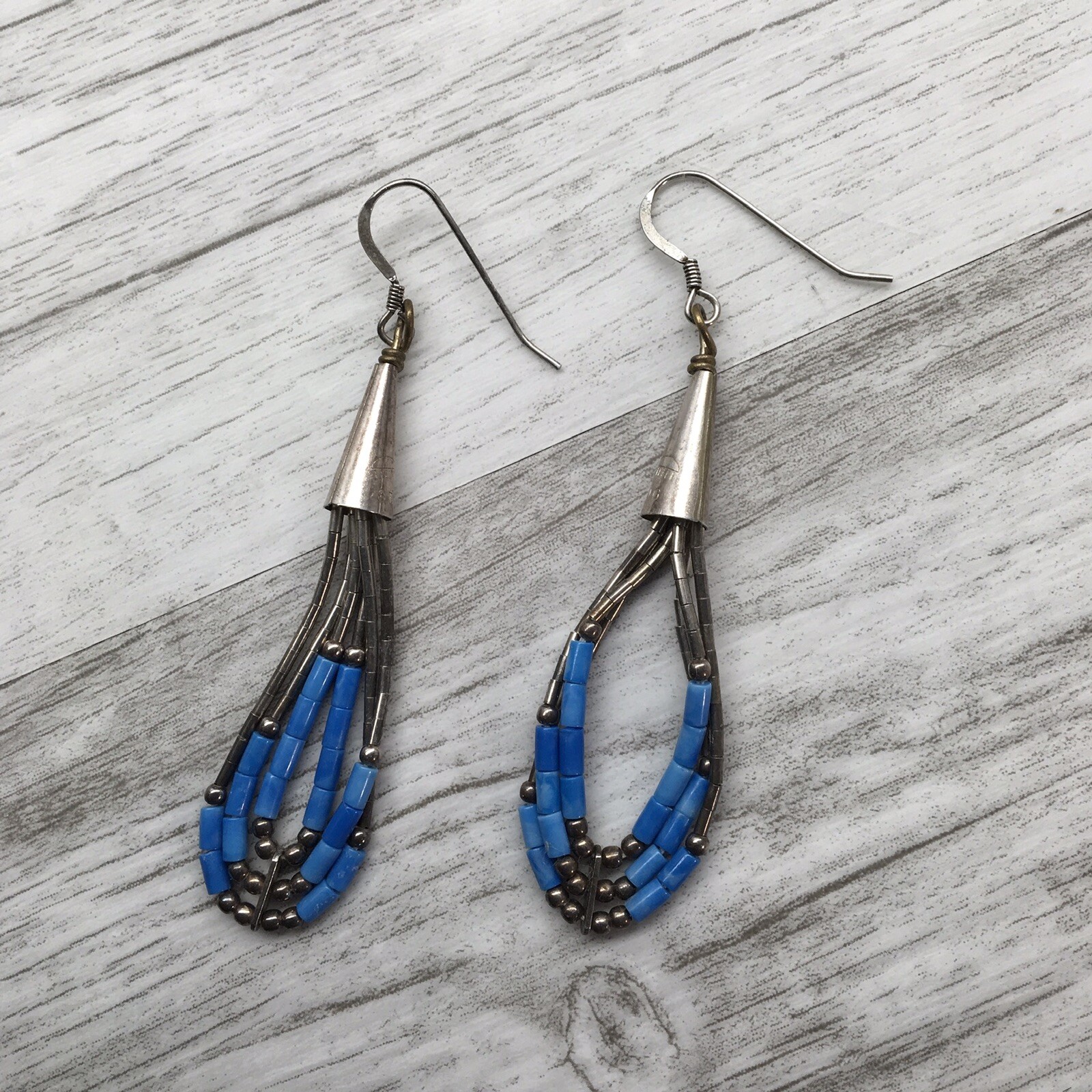 Sterling Silver Blue Loop Earrings Shepherds Ear … - image 3