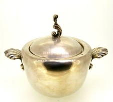 Antique Vintage 1940s Made in Italy Silver Sugar Bowl 800