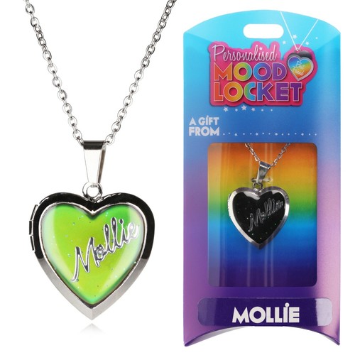 Personalisierte Namenskette Stimmungsmedaillon Herzform Silber Namen Initialen Liebe - Bild 146 von 184