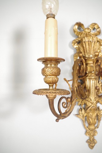 Paire d'appliques style Louis XVI bronze doré - Picture 8 of 11