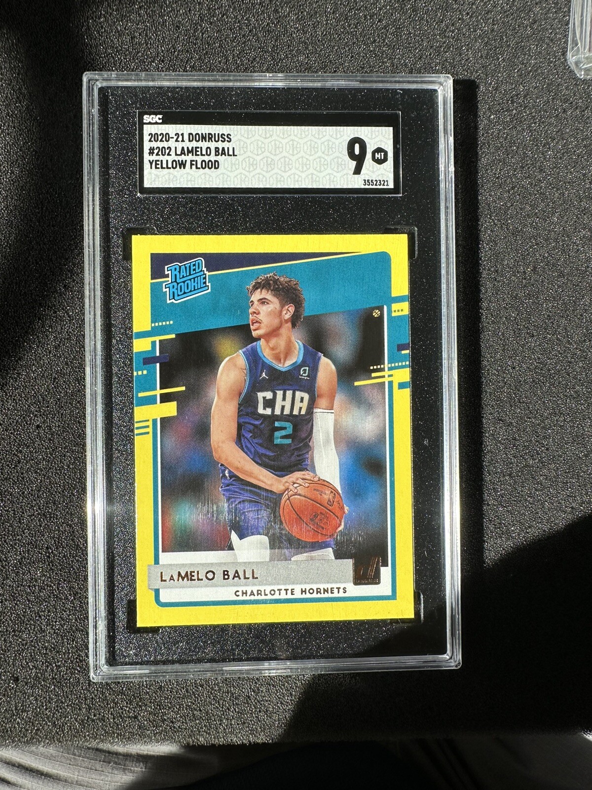 2020-21 Panini Donruss #202 LaMelo Ball Rookie RC Yellow Flood SGC 9