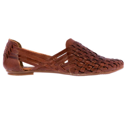 Sandalias Huarache Mexicanas para Mujer Cuero Real Sin Cordones Hechas a Mano Coñac #108 - Imagen 2 de 4
