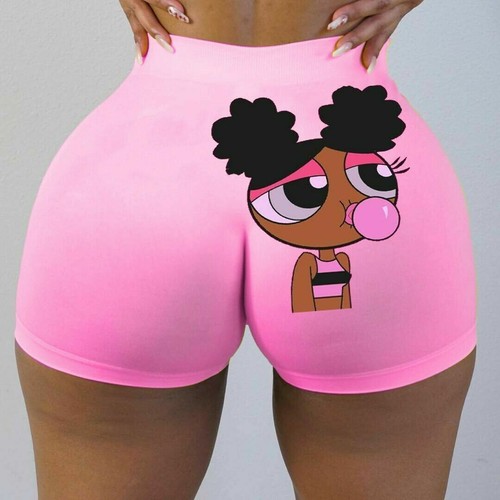 Womens Pink Powder Puff Booty Shorts 