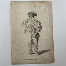Antique Costume aristocratic Engraving  Habit of a Nobleman of England in 1640” 