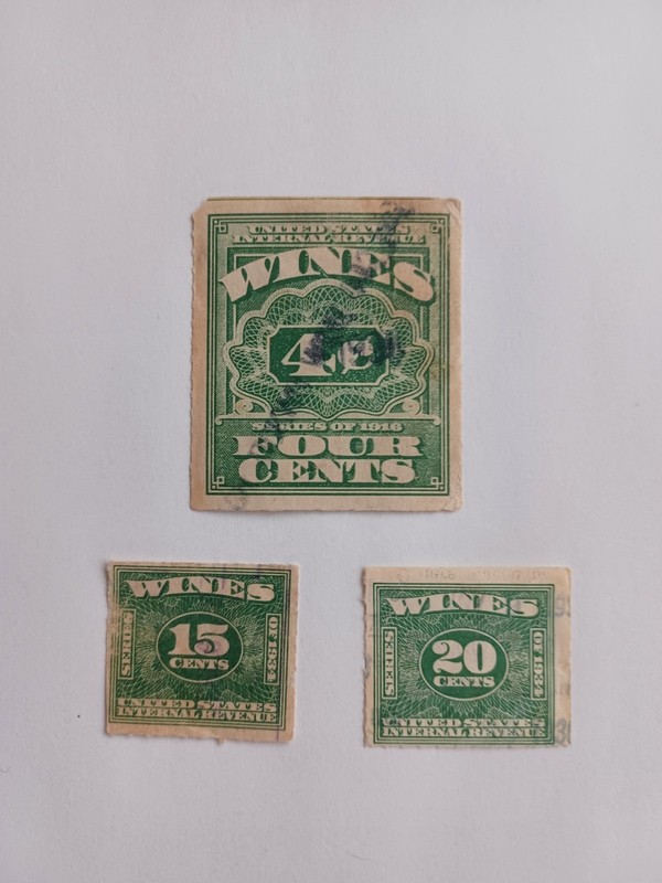 Early 1900s Misc. Lot of Wine Tax Stamps , Used