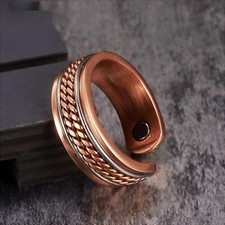 2PACK Solid Pure Copper Magnetic Ring Men Women Arthritis Adjustable Ring