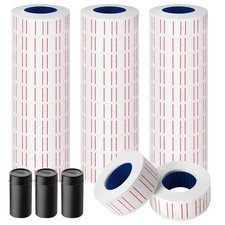 30 Rolls 15000pcs White Price Gun Labels for Mx-5500 Labeller Red