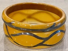 2 Art Deco CELLULOID Silver 925 OVERLAY Amber BANGLE BRACELET MCM