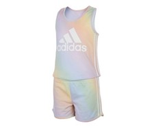 Adidas Ombre Iridescent-Print Logo Romper Girls Clothing Set