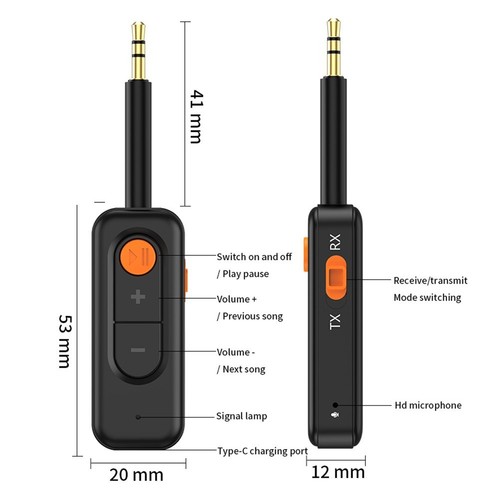 Portable 2 in 1 Wireless Audio Adapter for TV PC Car Enhanced Listening Quality - Afbeelding 6 van 23