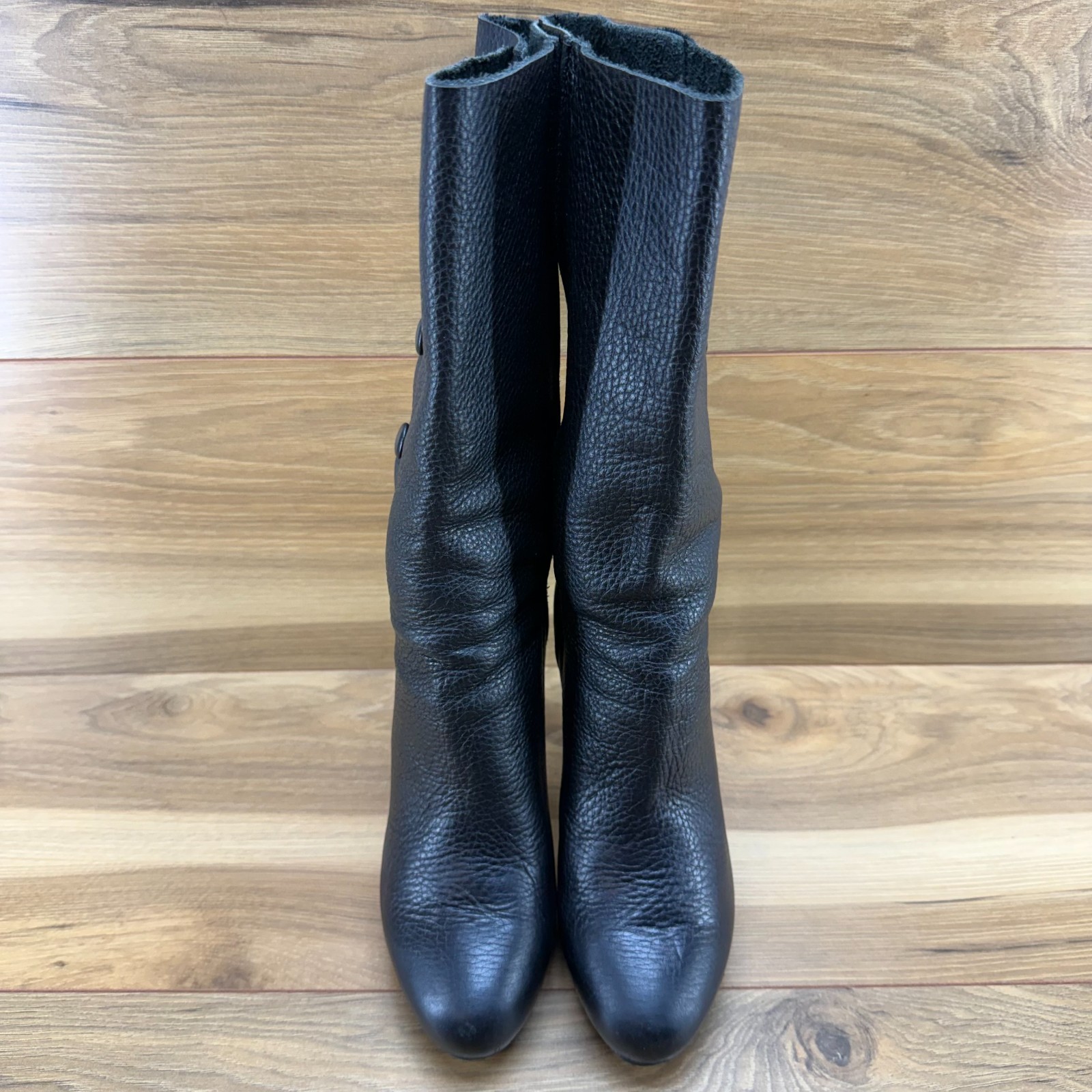 BALENCIAGA Y2K Heeled Tall Boots Womens 6 EU 36 Button Pebble Leather thumbnail 5