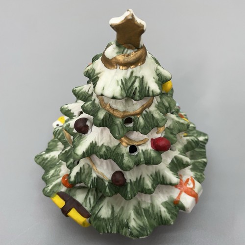 Vintage Ceramic Christmas Tree Painted Decorated Presents Small 6 Inch No Lights - Picture 8 of 11