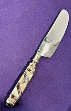 Vintage Cheese Spreader Knife with Inlaid Mother of Pearl MOP Handle India 6.25"