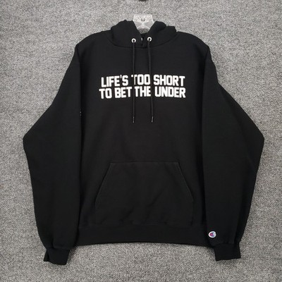 Champion Barstool Sports Hoodie Mens L Black Lifes Too Short To Bet The Under