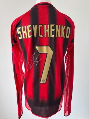 Camiseta de fútbol blanca con autógrafo Andriy Shevchenko AC Milan Beckett BAS COA