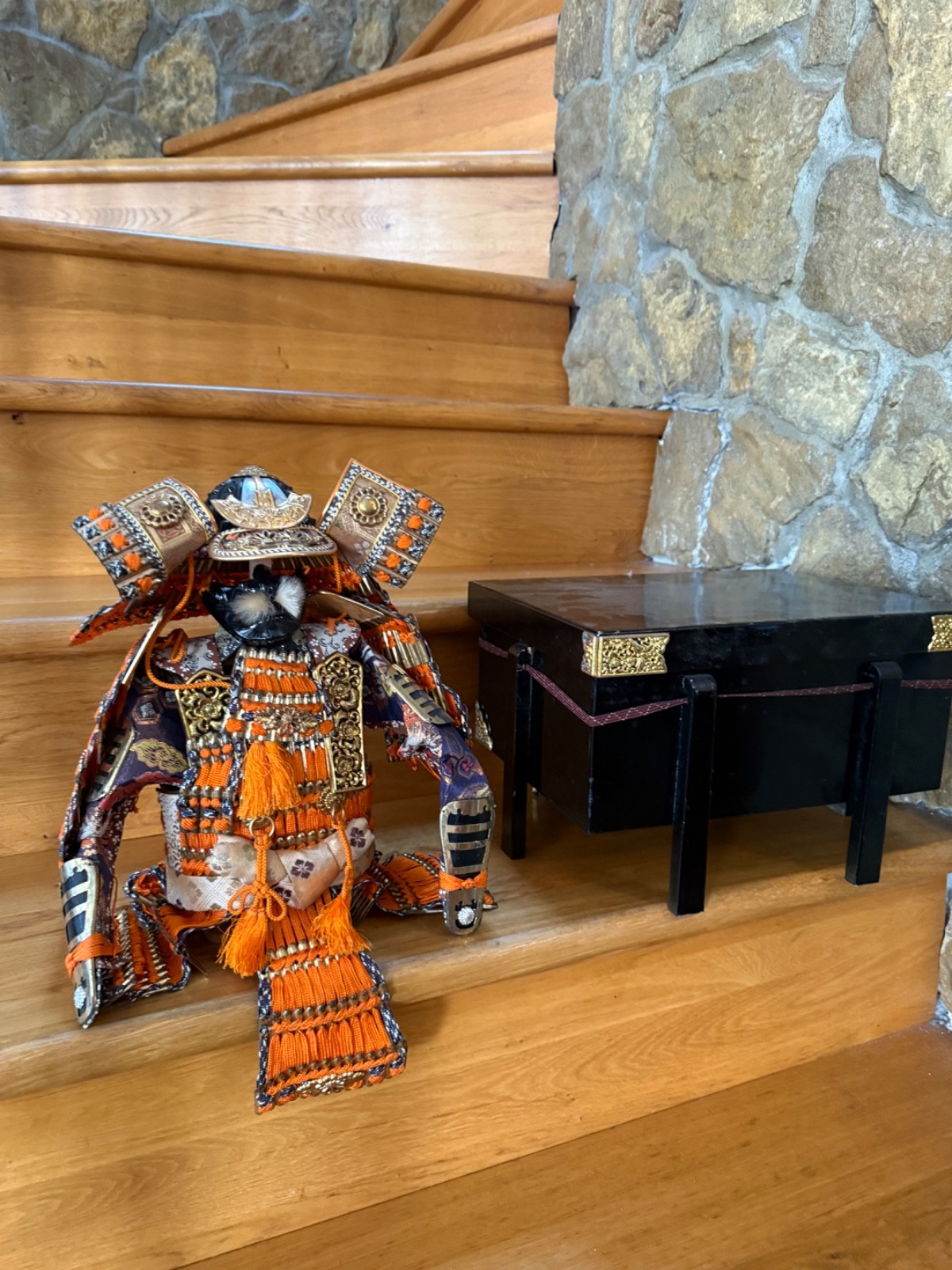 Vintage Japanese Samurai Armor Miniature Set Yoroi Kabuto Helmet Doll W/ Box