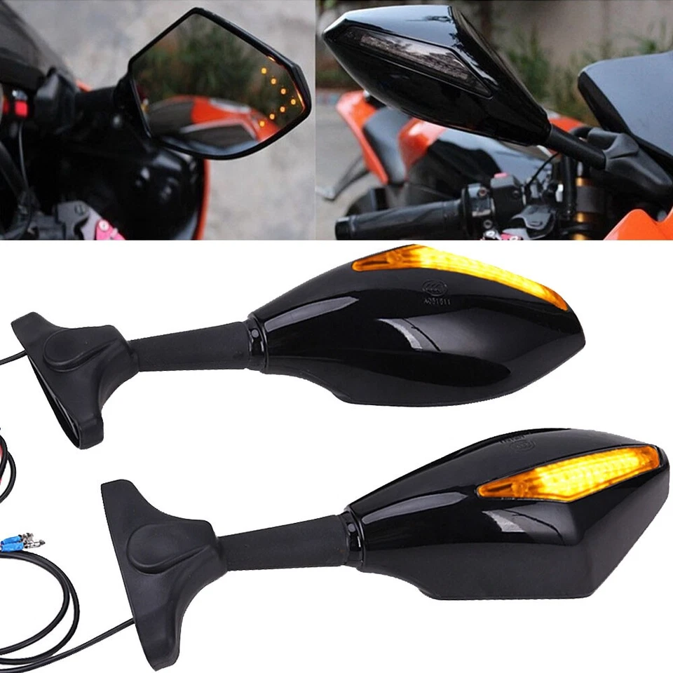 LED Integrated Turn Signal Rearview Mirrors For Honda CBR600 F4/F4I 900RR 929RR - Изображение 2 из 4