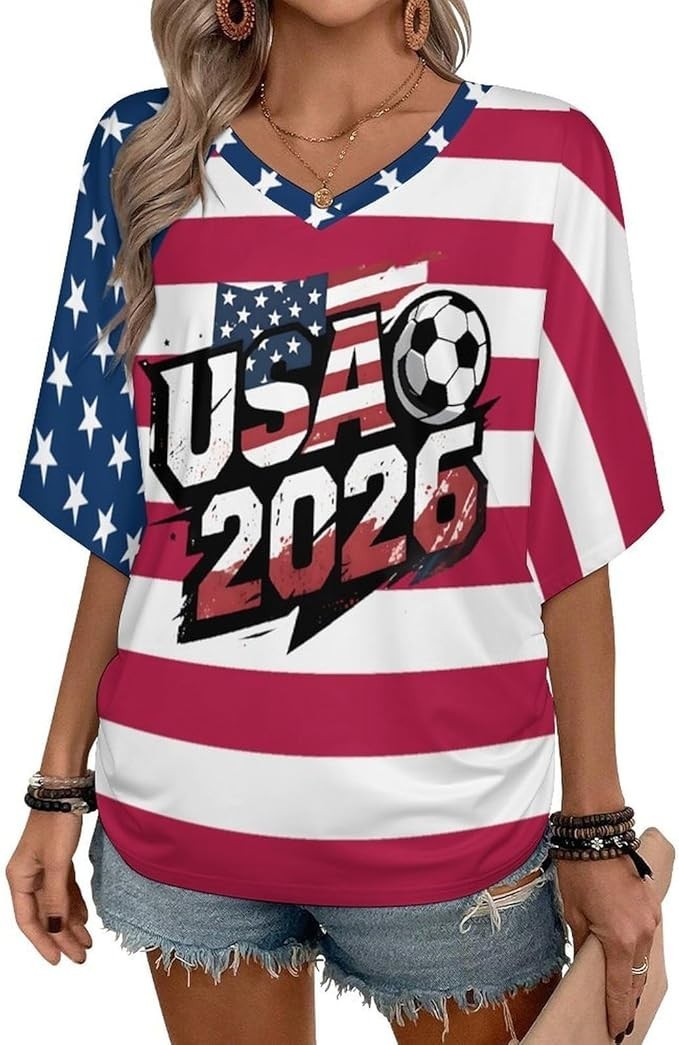 Soccer Cup 2026 Shirt Women Soccer Jersey USA Mexico Printed Tshirt Funny Graphi