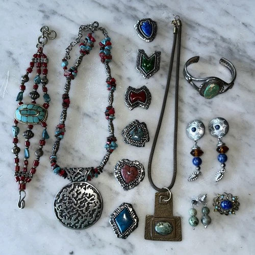 New Listing15 pc Southwest Western Vintage Estate Modern Costume Jewelry Lot 2 Mix Artisan