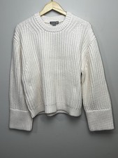 J Crew Heritage Cotton Fisherman Crewneck Sweater Womens XL Natural Cream Chunky