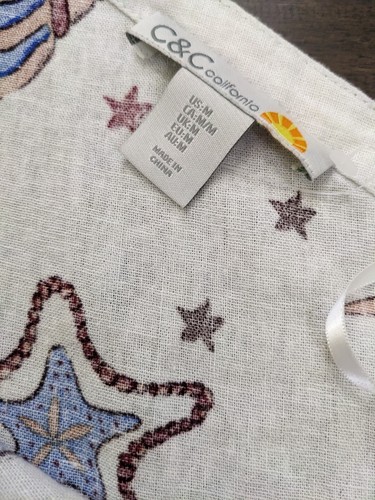 C&C California Linen Blend Maxi Dress M Medium Shells Seashell Vacation Resort - Picture 6 of 7