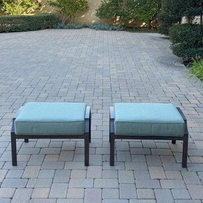 Atlantis 2 Pc Aluminum Ottoman Set in Walnut/Spa by Darlee