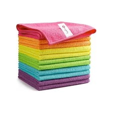 Microfiber Cleaning Cloths - 12 Pack, 12x12 Inch - Lint Free - Multipurpose