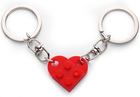 Matching Heart Keychain Set for Couples - Red Brick Valentines Gift (2 Pcs)