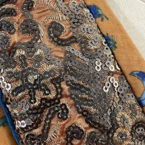 Aratta Silent Journey Open Front Top Sz XS Floral Sequin Tie Waist Pumpkin Artsy - Picture 6 of 10