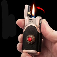 Retro Creative Kerosene Cigarette Lighter Grinding Wheel Leather Soft Flame Gift