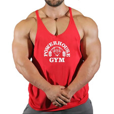 Men Tank Tops Sleeveless Y-Back Shirts Gym Stringer Bodybuilding Fitness Vest