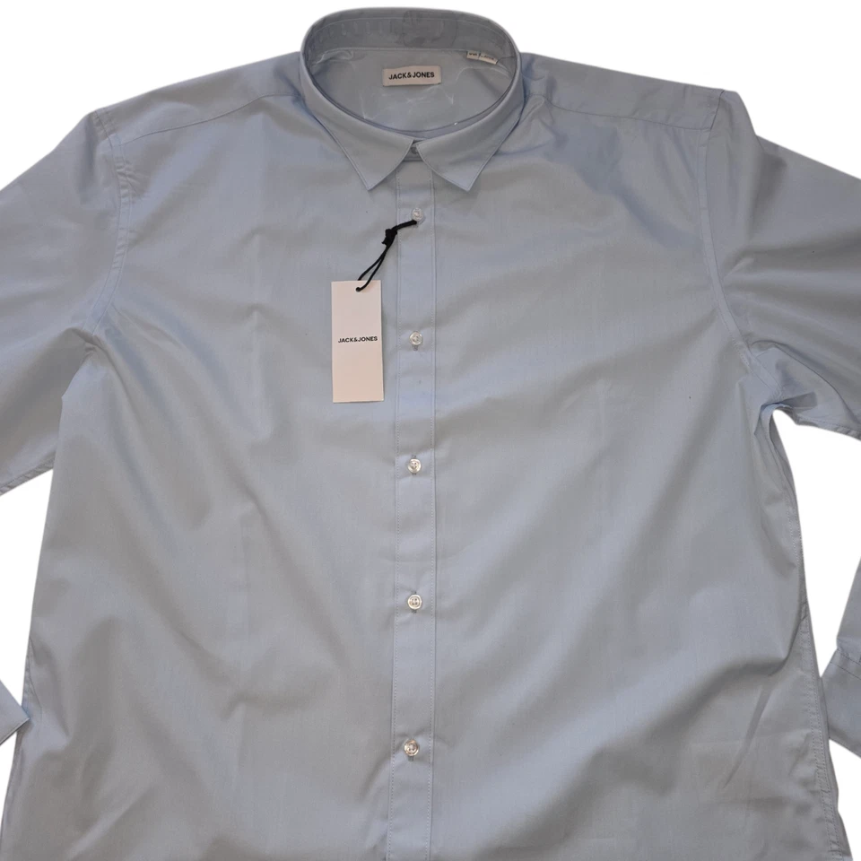 Jack & Jones Herren Hemd Joe Langarm Gr XXL Hellblau LS Plain NEU - Bild 3 von 3