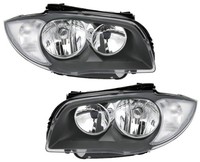 Scheinwerfer Set FüR BMW E81 E82 E87 E88 1Er Schwarz Halogen Links Rechts H7 H7