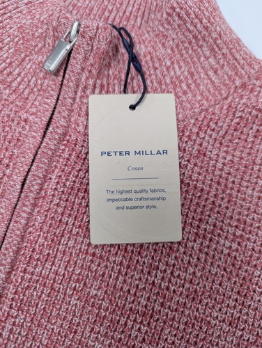 Peter Millar Crown Quarter Zip Merino Wool Sweater Sz L Red (Lyche) - Picture 5 of 8