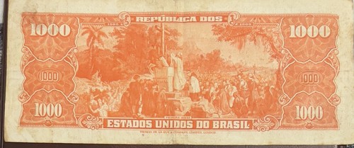 Brazil Banknote 1000 Cruzeiros 1963 - 2A/250a - Serial 072360. Rare Condition - Picture 2 of 2