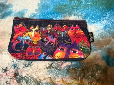 Laurel Burch Cosmetic Make-up zipper pouch unused gift with tag colorful cats
