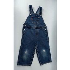 Levi's Kids Denim Overalls Distressed Blue Jeans Bib Overalls 24 months