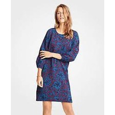 ANN TAYLOR Petite Mystical Garden Lantern Sleeve Shift Dress Size 8 P