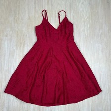 Lulu's Berry Red Lace Romantic Valentine's Day Date Night Skater Dress Small