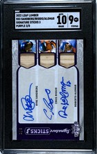 2022 Leaf Lumber Ryne Sandberg Biggio Alomar Game Used Bat SGC 9 w/10 AUTO (3/8)