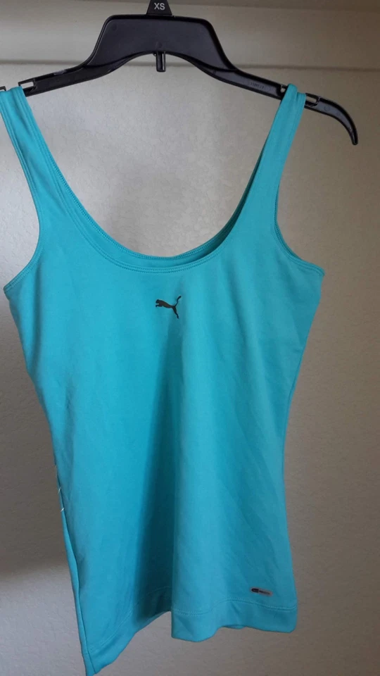 Sujetador sin mangas Puma para mujer talla S cuello redondo incorporado entrenamiento atlético azul Foto 3 de 4