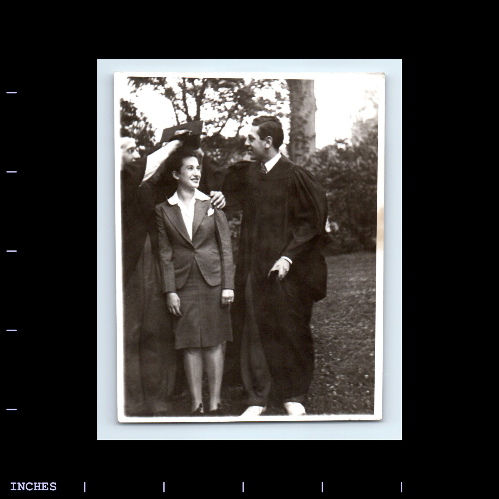 Vintage Black and White Graduation Photo Cap and Gown Men Women