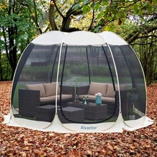 10'x10' Hexagon Screen Room Tent, Pop-Up Camping Canopy, Mesh Shelter